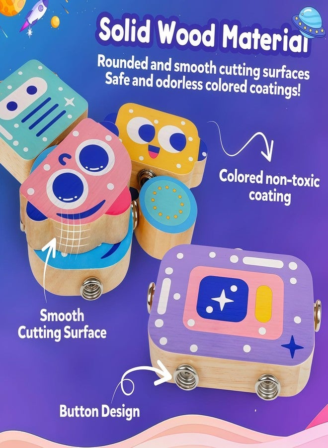 FQKIOMY Robot Toys for Kids 3-5,Montessori Wooden Learning Toy with Take Apart Features Robots,STEM Educational Play Fine Motor Games for Toddler Boys Girls - Image 4